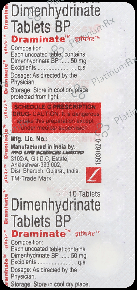 Draminate 50mg Tablet 10s