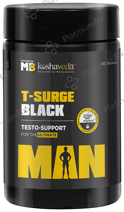 Muscleblaze Koshaveda T-Surge Black, Testosterone Booster for Men Tablet 60 tablets
