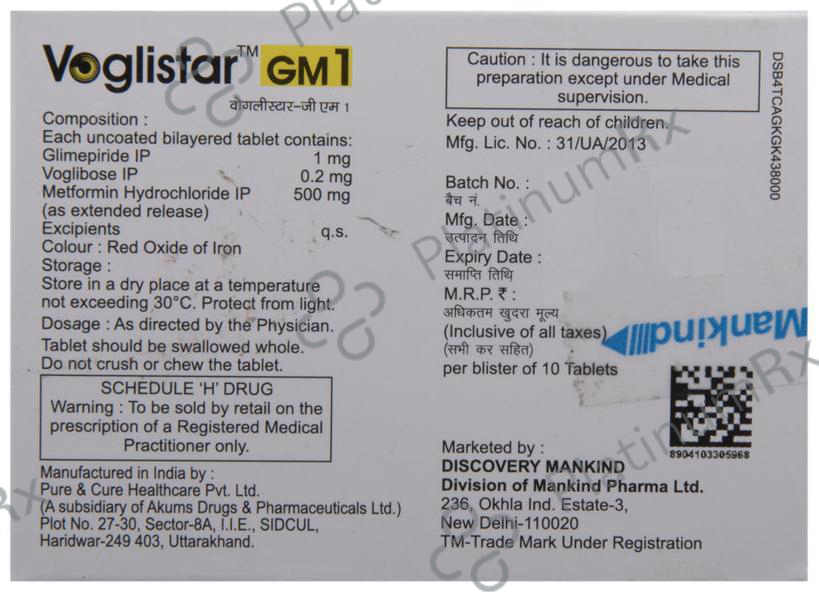 Voglistar GM1 Tablet ER 10 Tablet ER