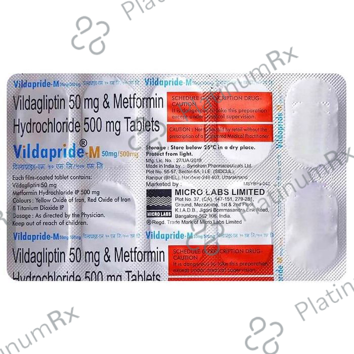 Vildapride M 500mg/50mg Tablet 10 Tablet