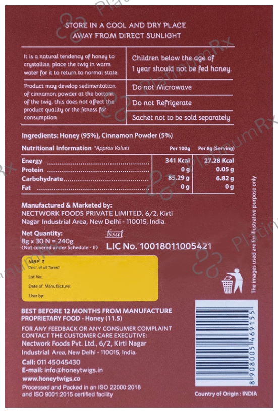 Honey Twigs Cinnamon-Infused Honey 240 gm