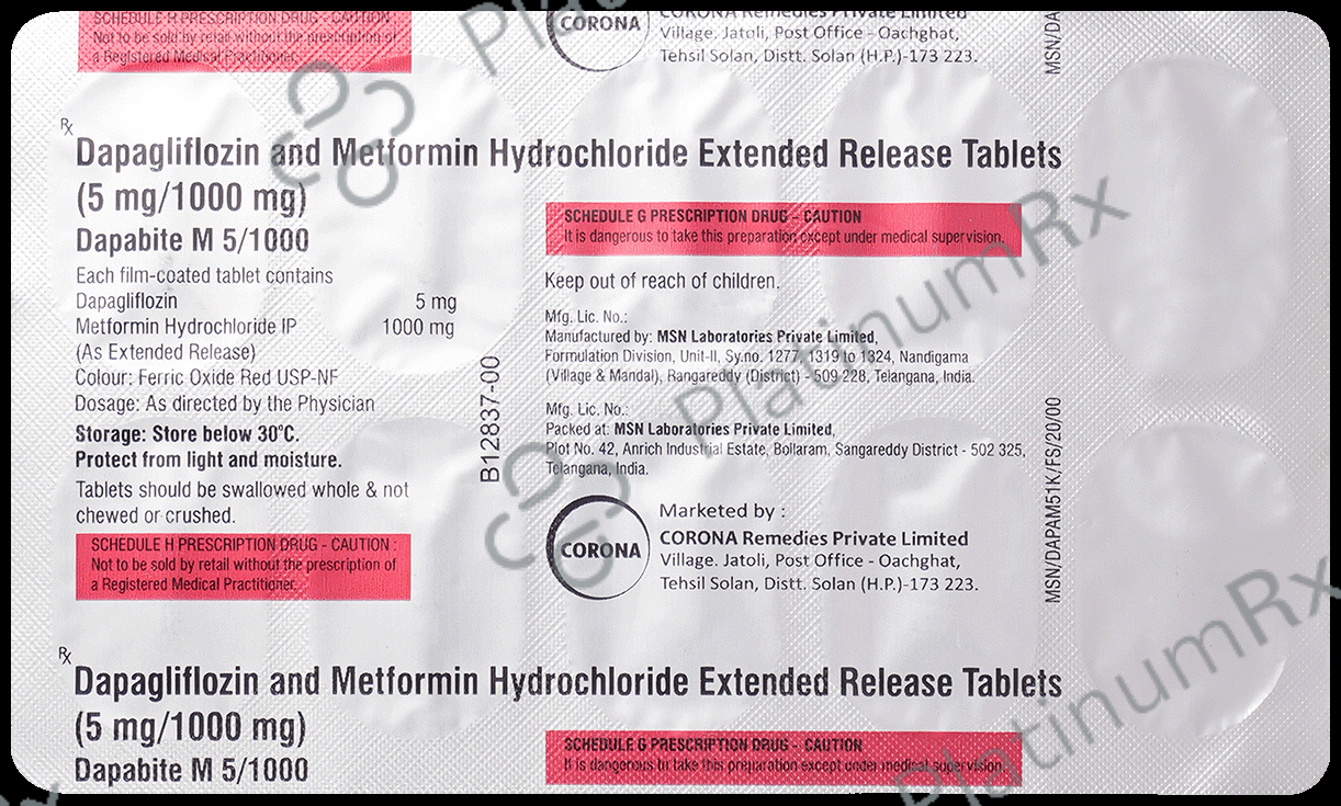 Dapabite M 5/1000mg Tablet 10s