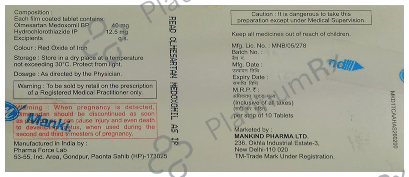Olmetime H 12.5/40mg Tablet 10s