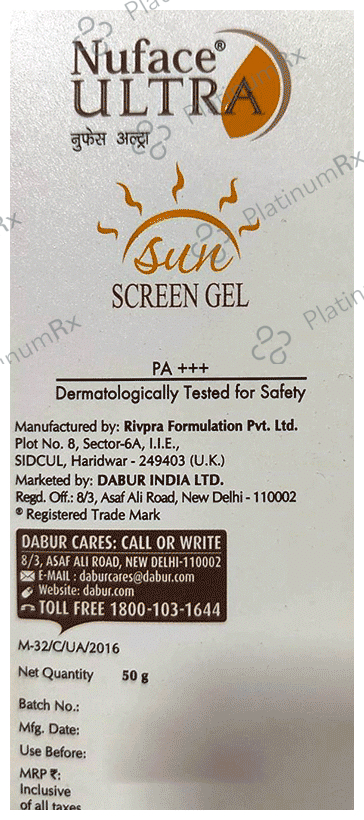 Nuface Ultra Sunscreen SPF 40+ Gel 50gm