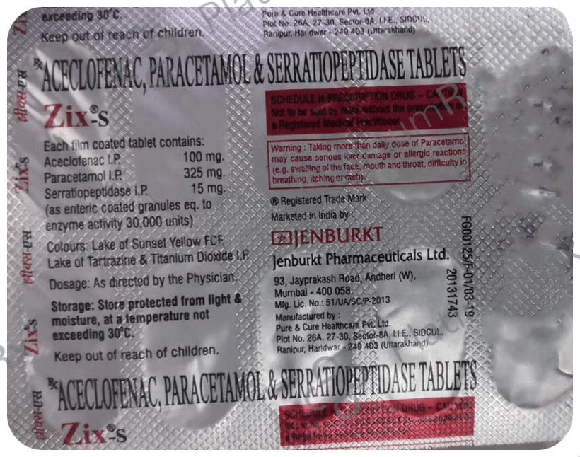 Zix S 100/325/15mg Tablet 10s