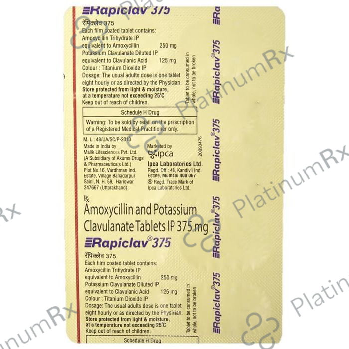 Rapiclav 250/125mg Tablet 10s