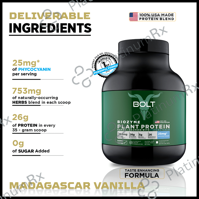 Bolt Biozyme Plant Protein Powder Madagascar Vanilla