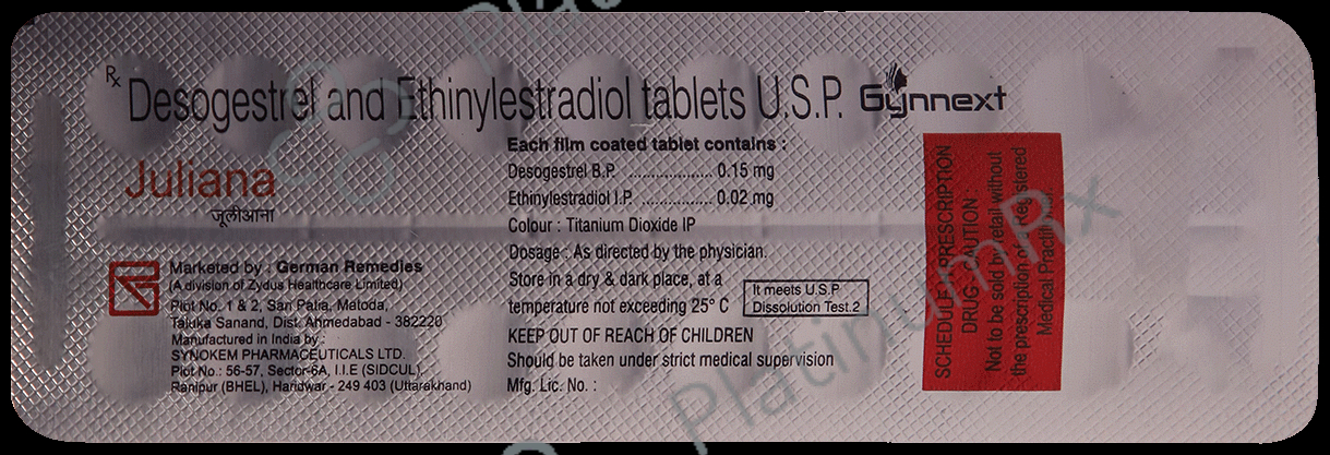 Juliana 0.15/0.02mg Tablet 21s