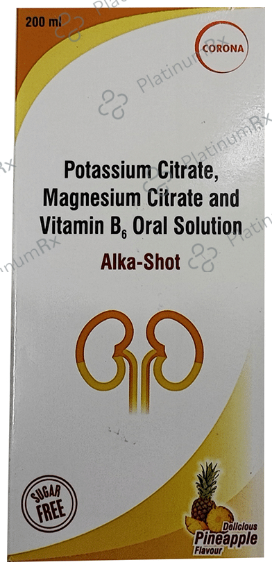 Alkashot B6 Pineapple Sugar Free 375/1100mg Oral Solution 200ml