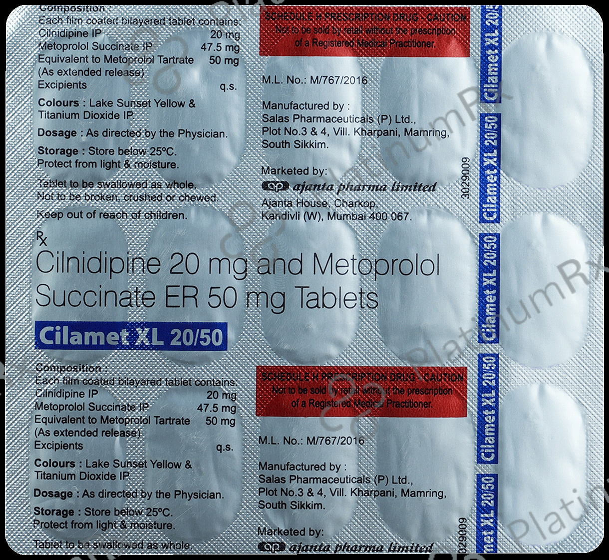 Cilamet XL 20/50mg Tablet ER 15s