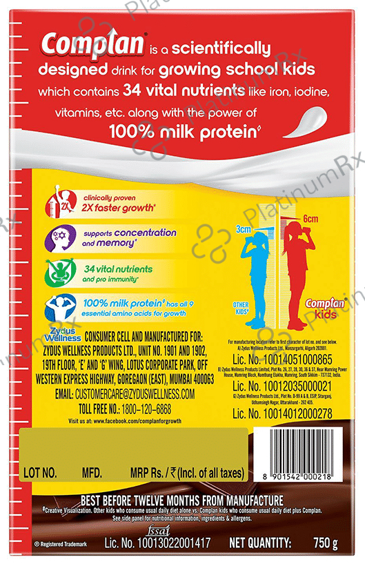 Complan Nutrition Drink Powder for Children - Nutrition Drink for Kids with Protein & 34 Vital Nutrients - Royale Chocolate 750 gm