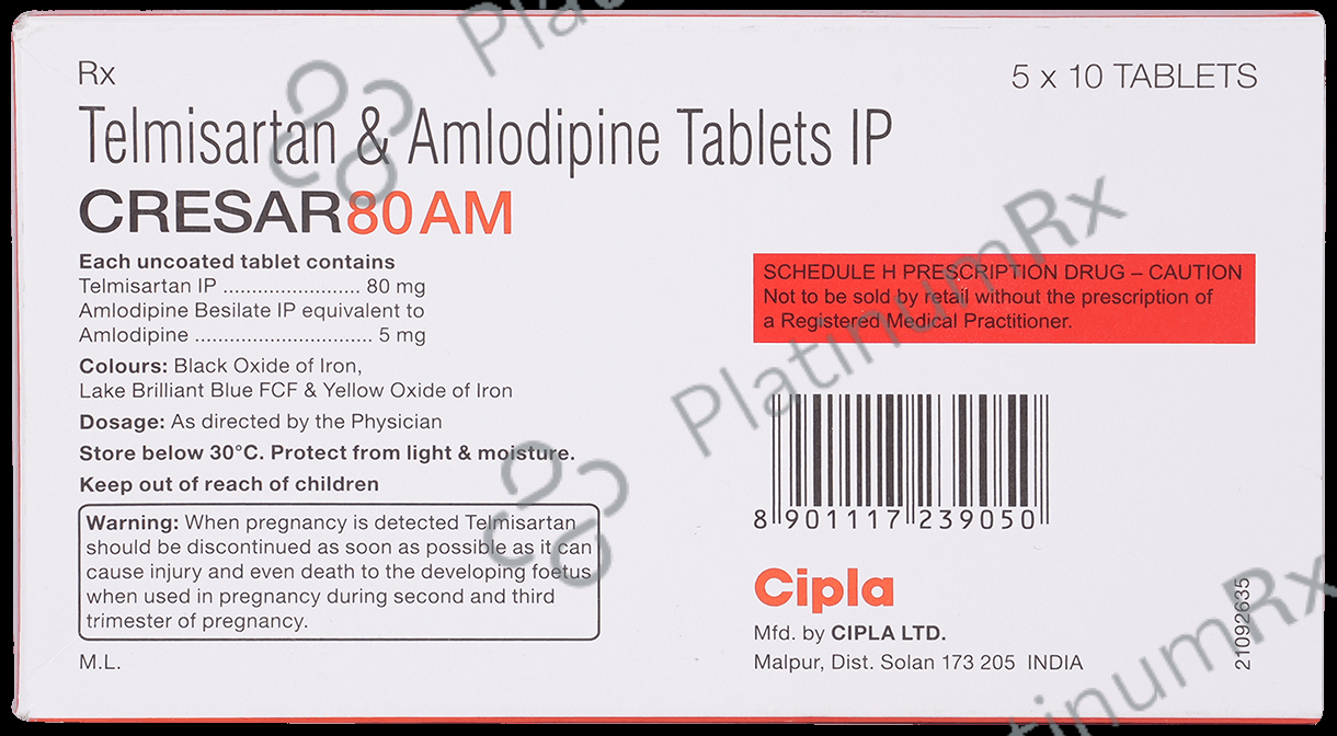 Cresar 80 AM 80/5mg Tablet 10s