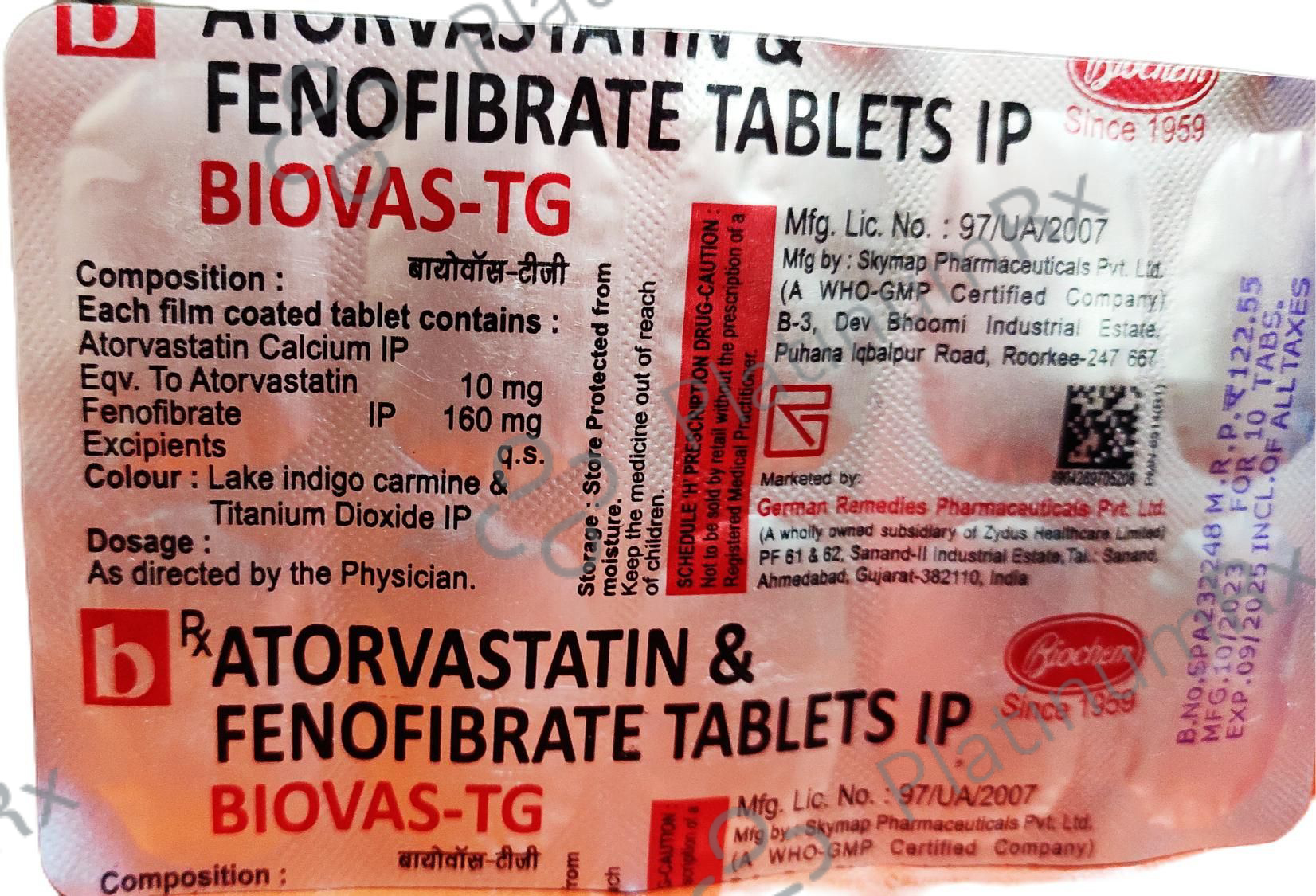 Biovas TG 10/160mg Tab 10s