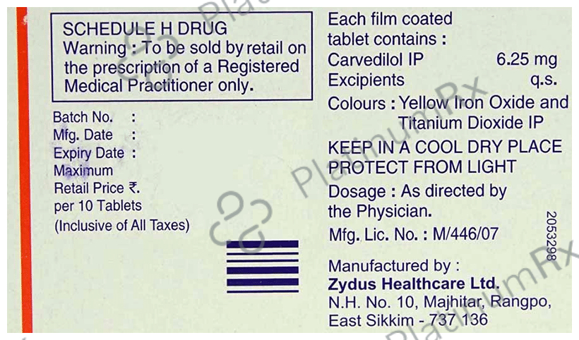 Carvil 6.25mg Tablet 10s
