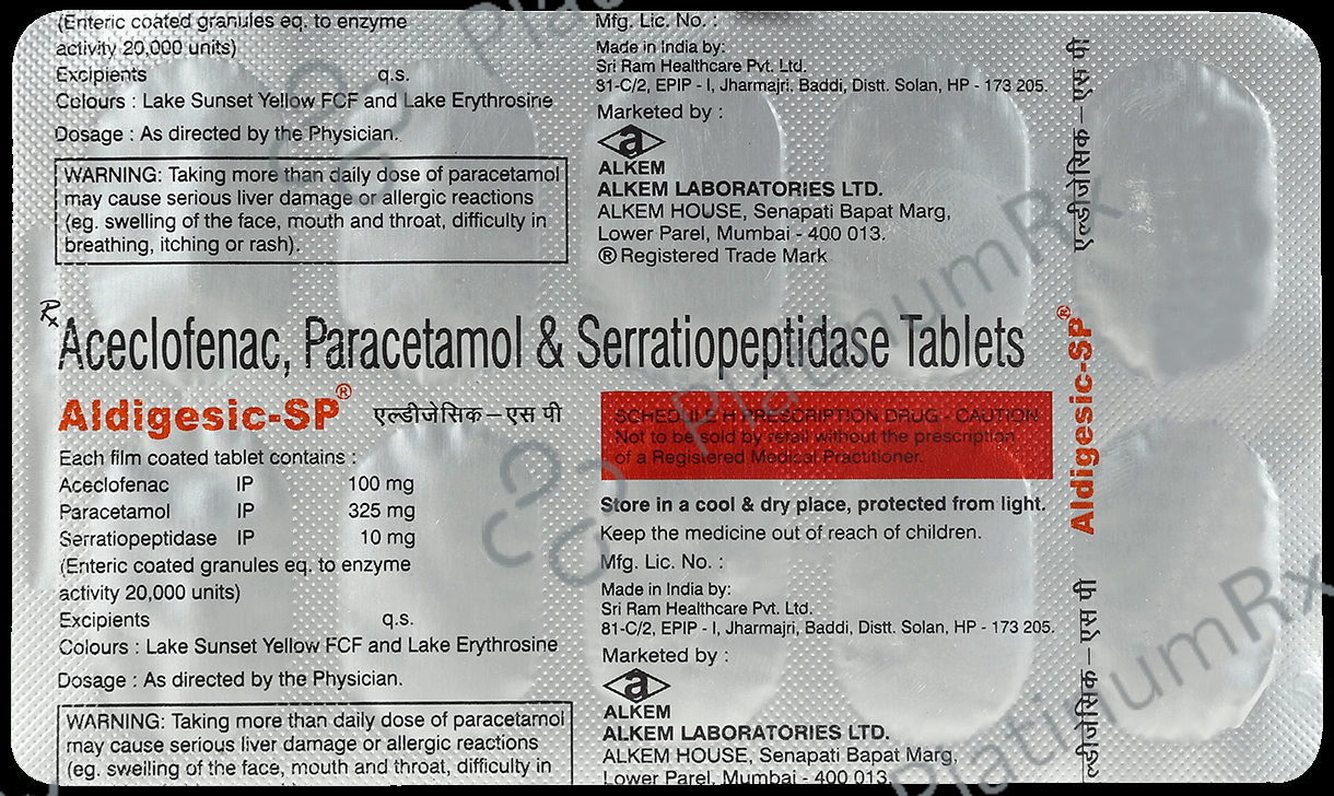 Aldigesic SP 100/325/10mg Tablet 10s