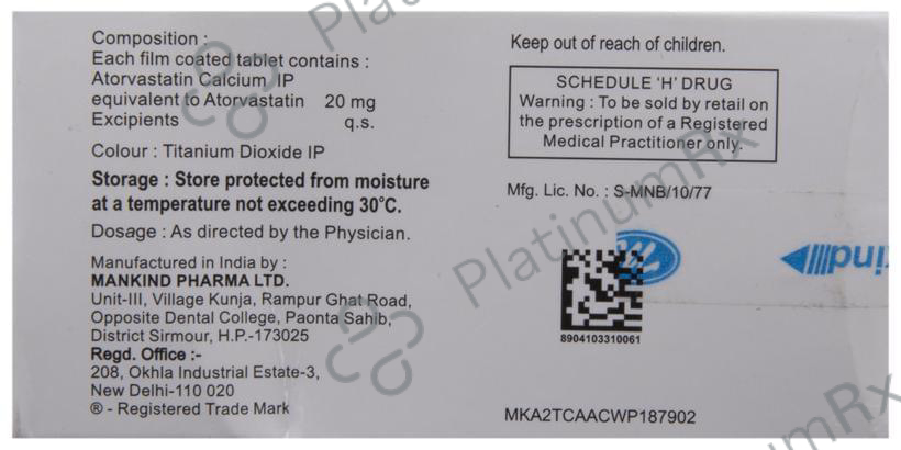 Lipikind 20mg Tablet 10s