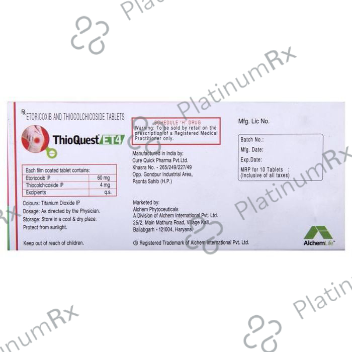 Thioquest ET 60/4mg Tablet 10s