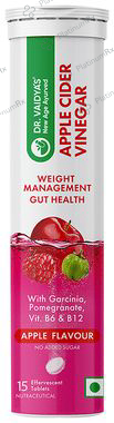Dr. Vaidya's Apple Cider Vinegar Effervescent Tablets (15 Each) Bottle Apple Flavour