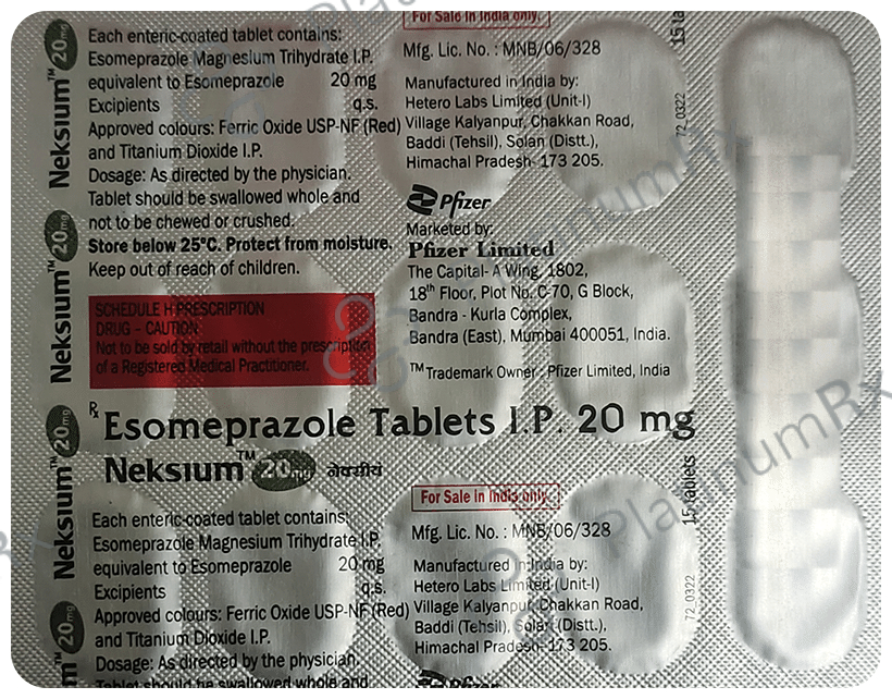 Neksium 20mg Tablet 15s