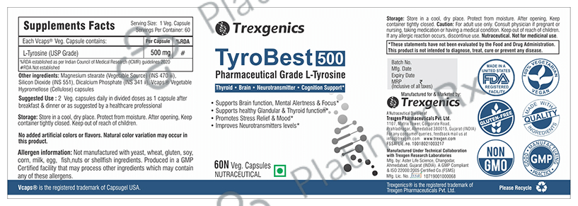 Trexgenics TyroBest 500 L-Tyrosine Veg Capsule