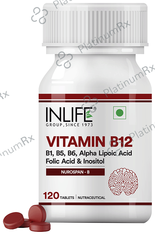 Inlife Vitamin B12 with B1, B5, B6, Alpha Lipoic Acid, Folic Acid & Inositol Tablet 120 tablets