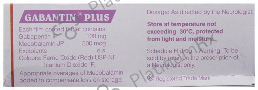 Gabantin Plus 100mg/500mcg Tablet 10s