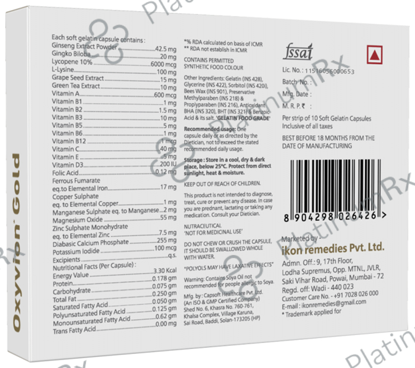 Oxyvion Gold Softgel Capsule (10 Each) 1 Pack