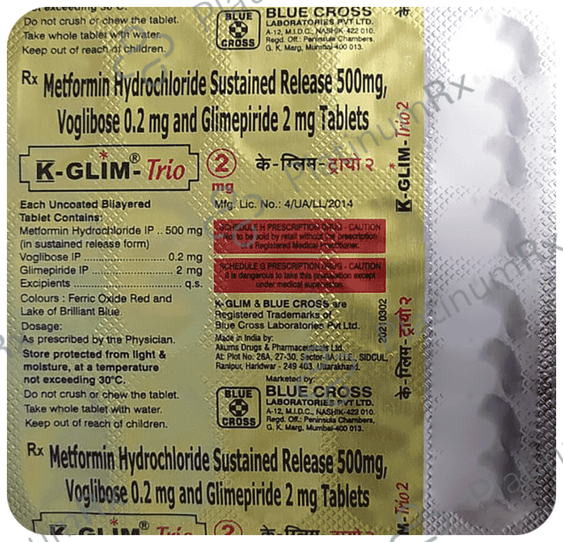 K Glim Trio 2/500/0.2mg Tablet SR 15s