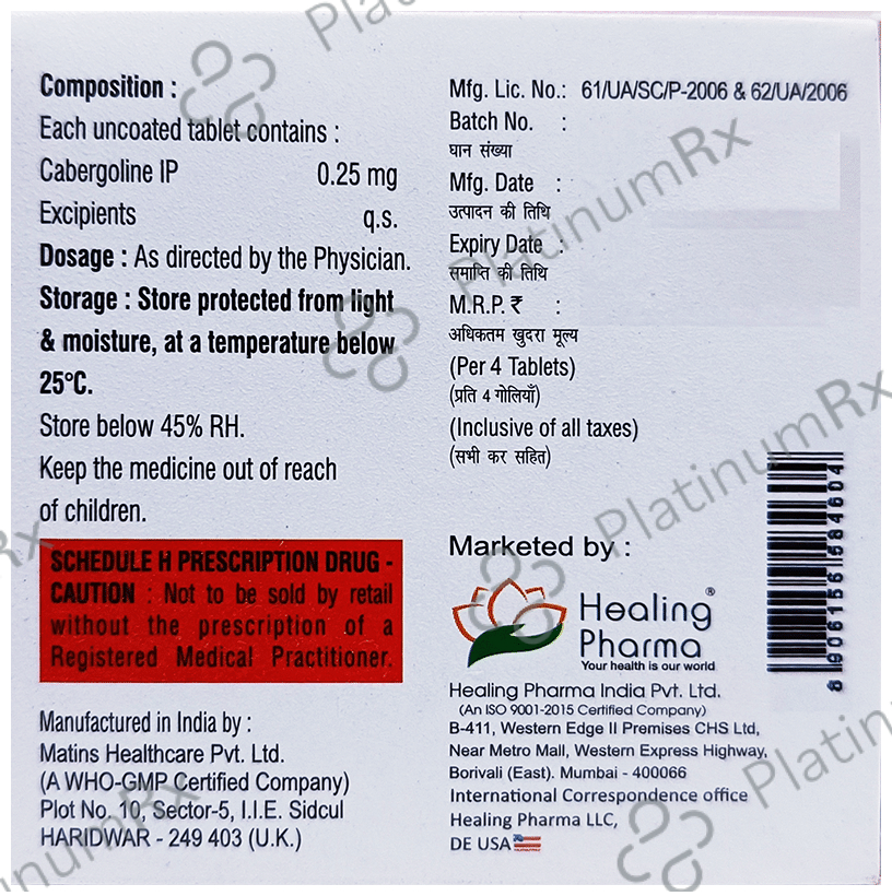 Dostiheal 0.25mg Tablet 4s