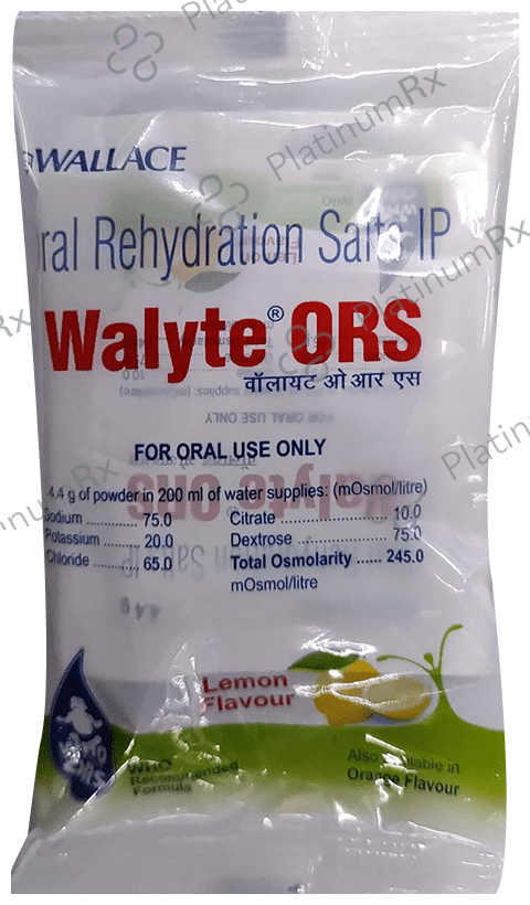 Walyte ORS for Instant Hydration Flavour Lemon Powder 4gm