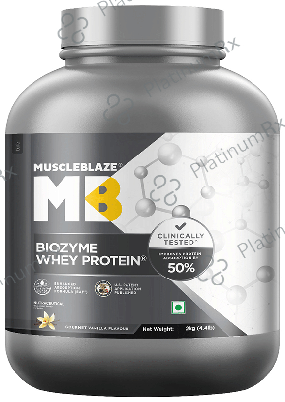 MuscleBlaze Flavour - Biozyme Whey Protein - Powder for Muscle Gain - Improves Protein Absorption by 50% Powder Gourmet Vanilla