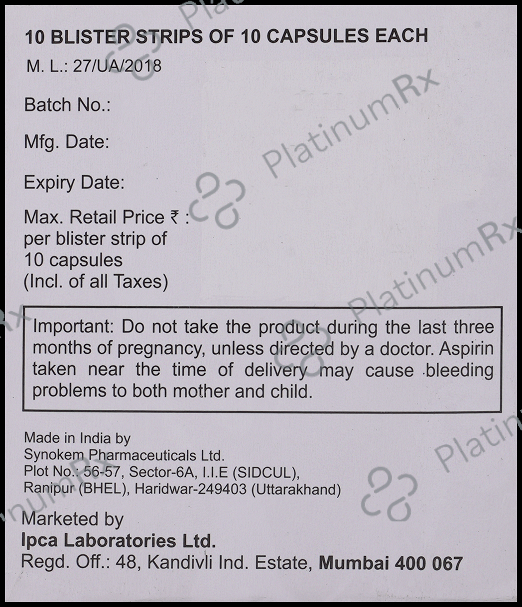 Rxtor Gold 10/75/75mg Capsule 10s