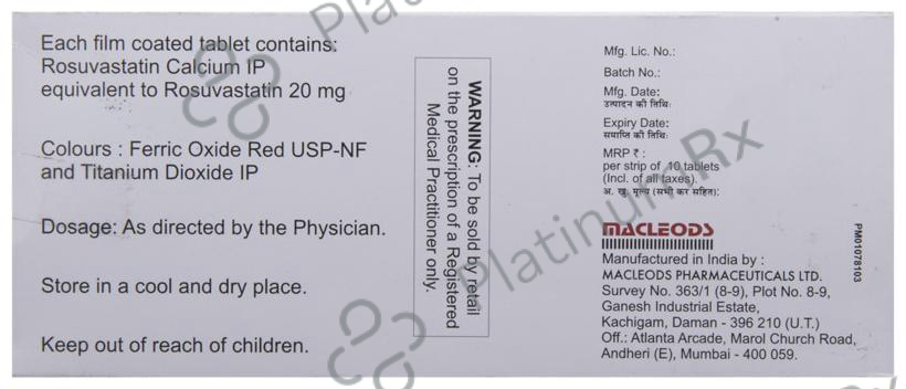 Rozustat 20 Tablet 10 Tablet
