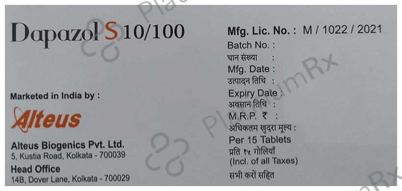 Dapazol S 10mg/100mg Tablet 15 tablets