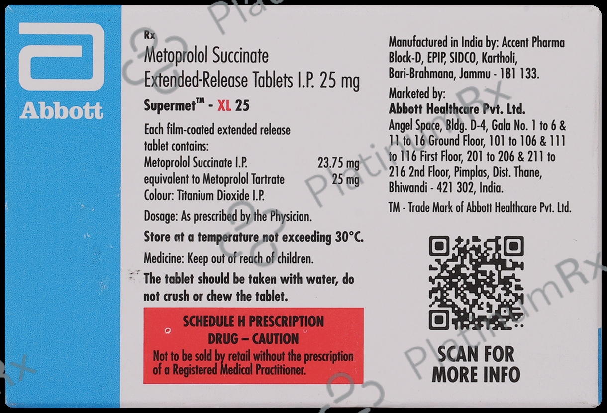 Supermet XL 25mg Tablet 15s