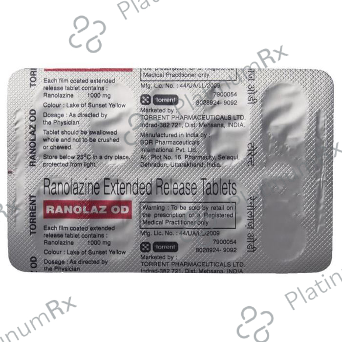 Ranolaz OD ER 1000mg Tablet 10s