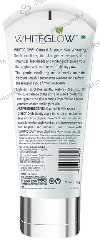 Lotus Herbals WhiteGlow Oatmeal and Yogurt Skin Whitening Scrub 100 gm