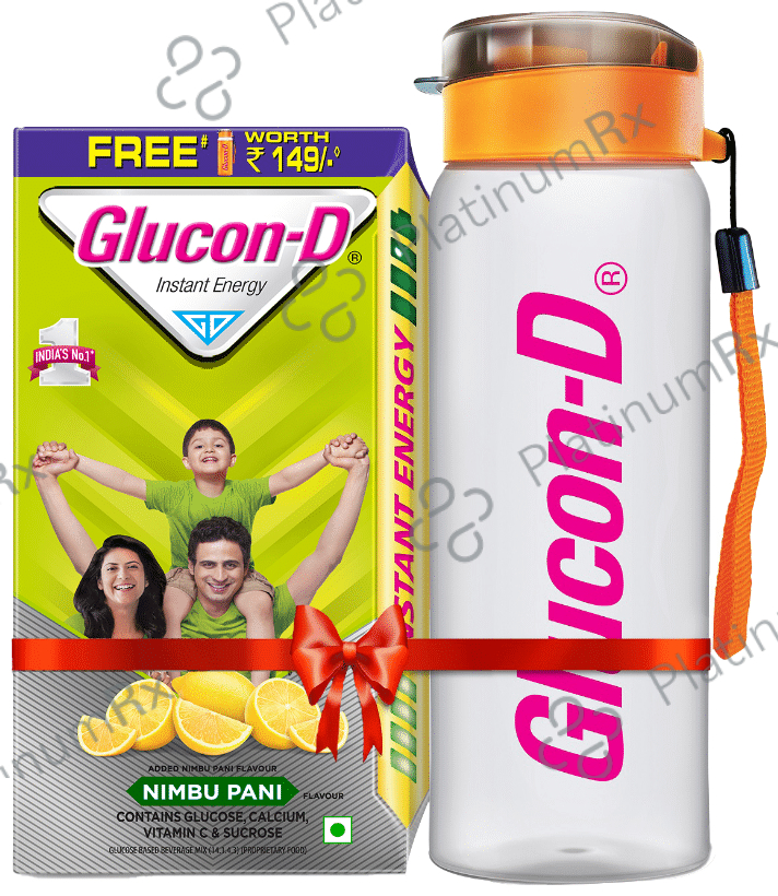 Glucon-D with Glucose, Calcium, Vitamin C & Sucrose - Flavour Nimbu Pani with Sipper Free