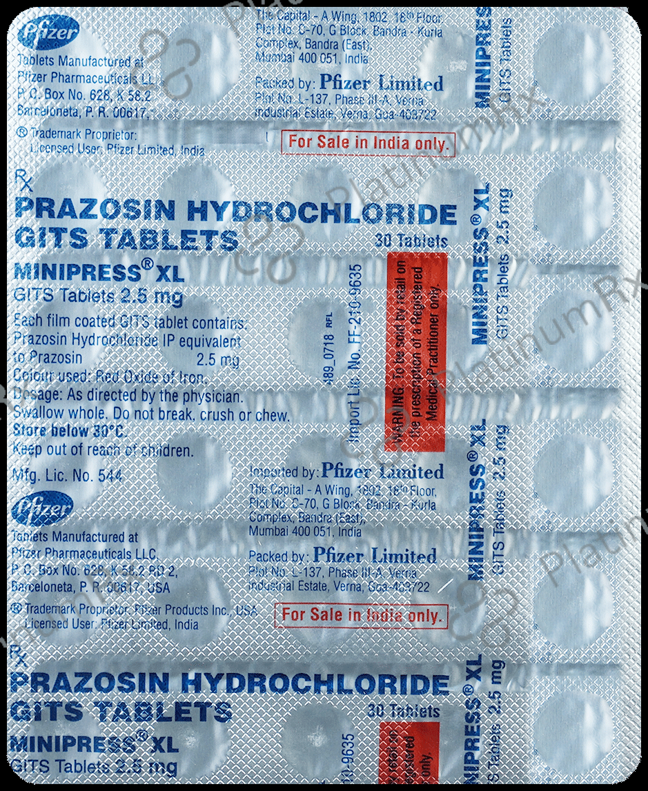 Minipress XL 2.5mg Tablet 30s
