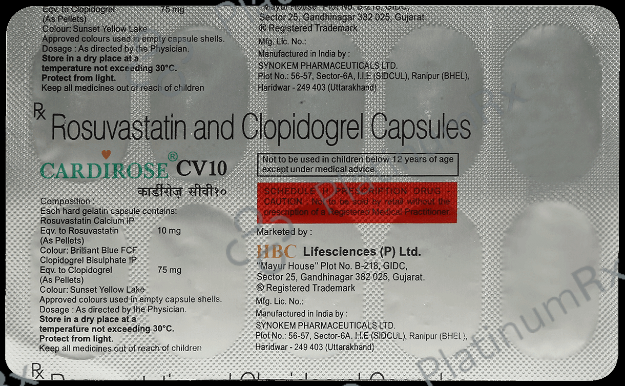 Cardirose CV 10/75mg Capsule 10s