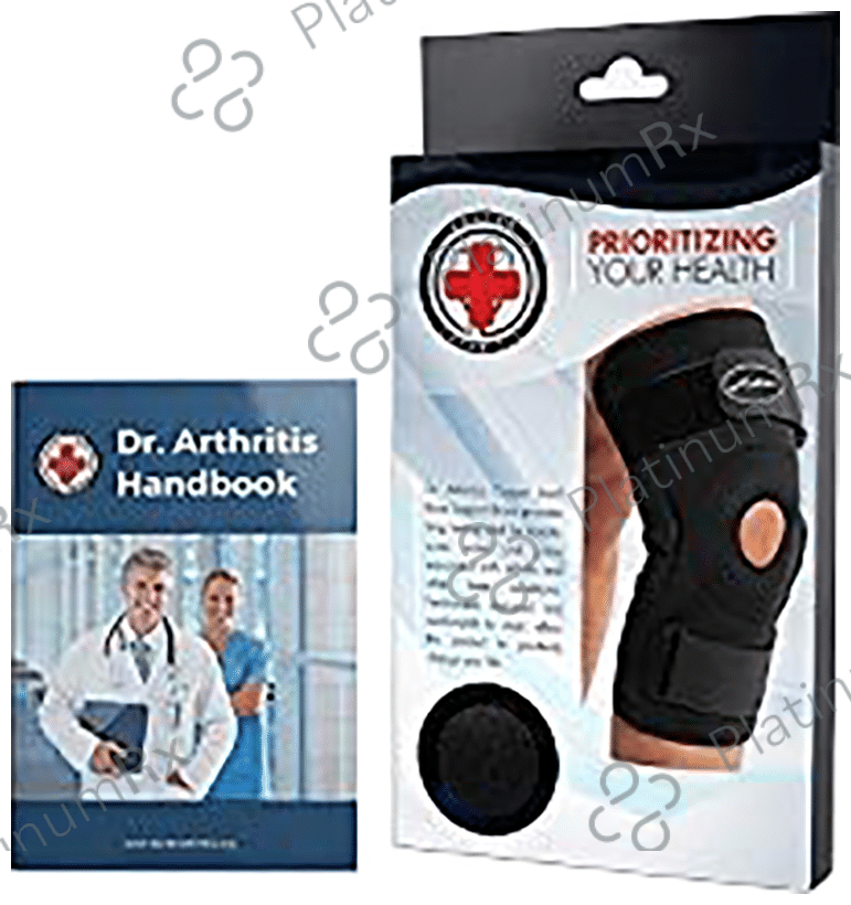 Dr. Arthritis Doctor Developed Premium Copper Lined Knee Support Brace & Doctor Written Handbook Black