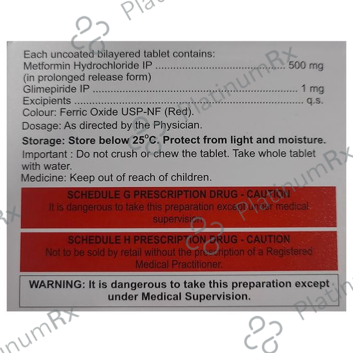 Endoformin G 1mg/500mg Tablet PR 10 Tablet PR