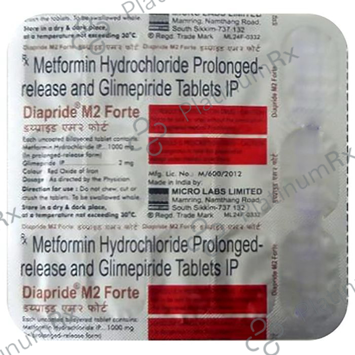 Diapride M2 Forte 2/1000mg Tablet PR 15s