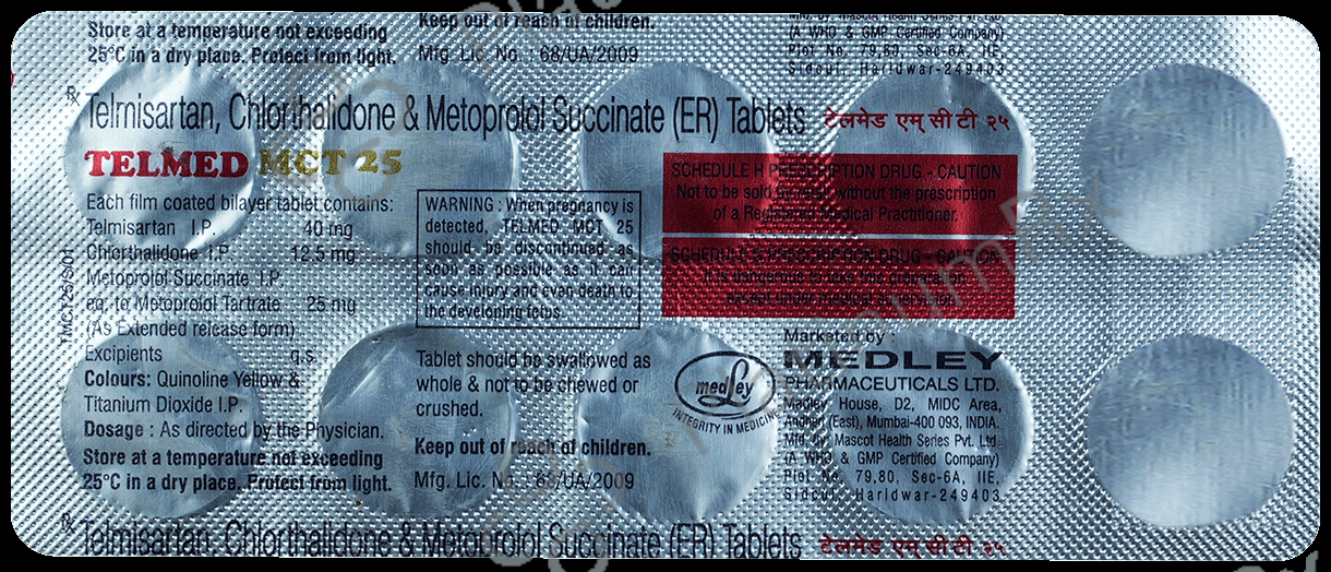 Telmed Mct 12.5mg/25mg/40mg Tablet