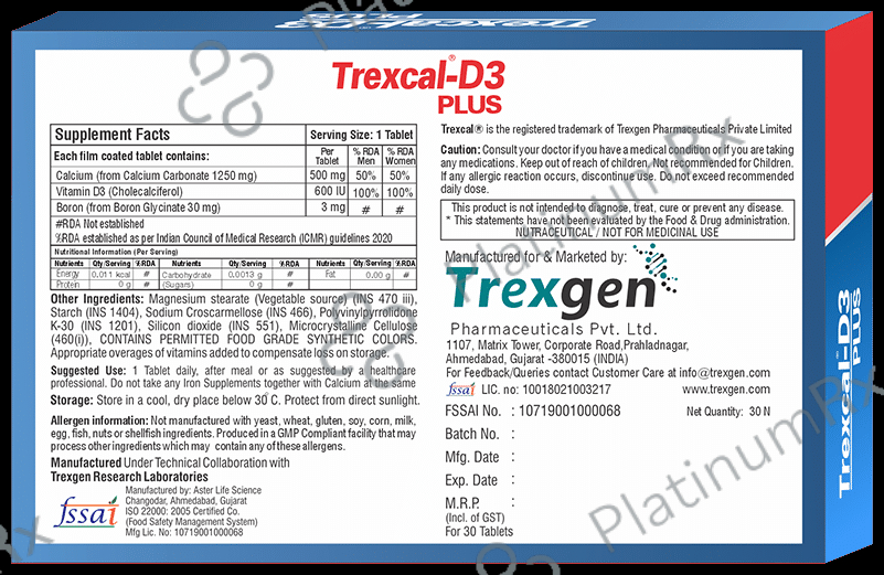 Trexgen Trexcal-D3 Plus Calcium, D3, Boron Glycinate Tablet