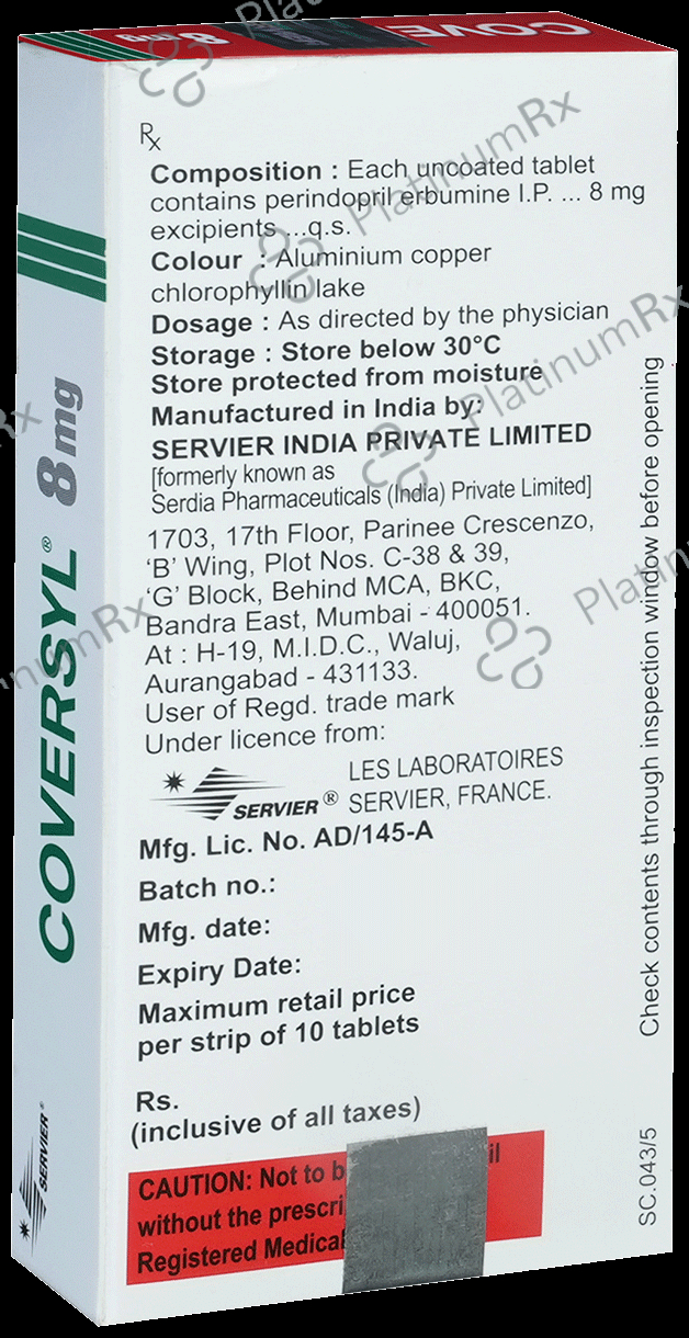 Coversyl 8mg Tablet 10s