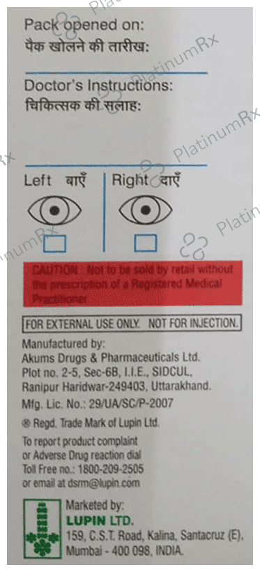 Lupitros TZ 5mg/40mcg Eye Drop 3ml