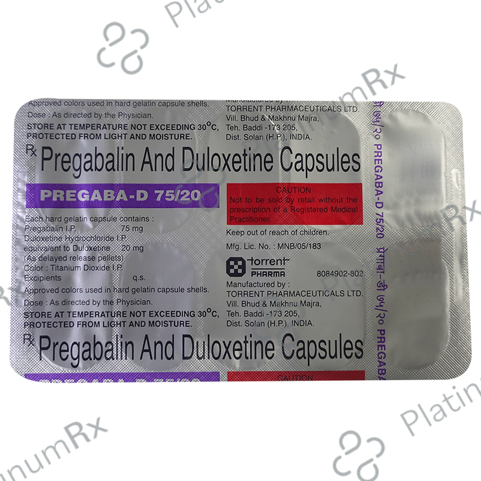 Pregaba D 75/20mg Capsule DR 10s