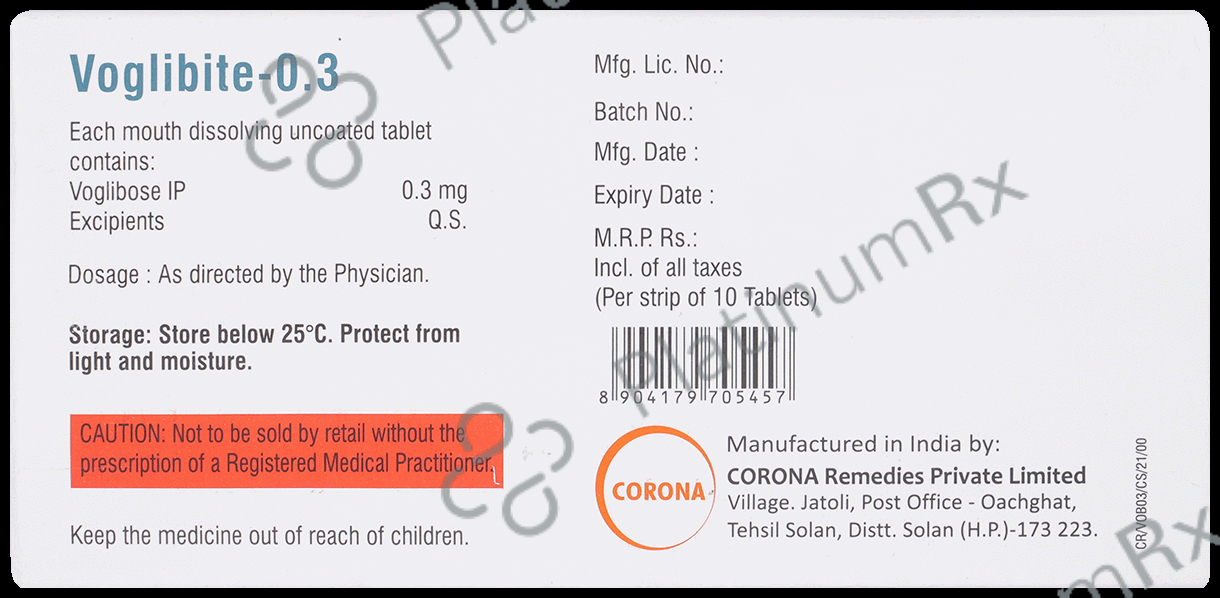 Voglibite 0.3mg Tablet MD 10s