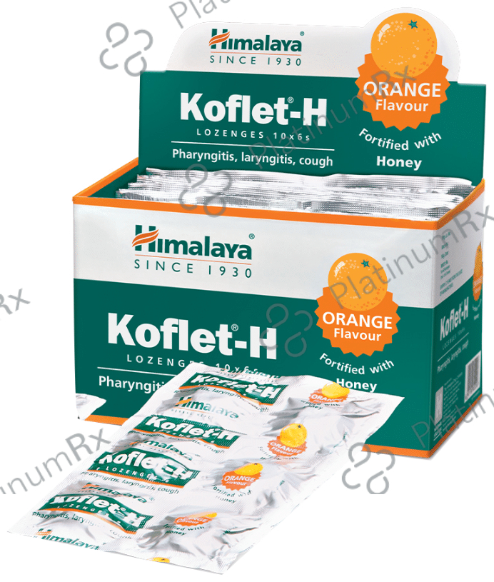 Himalaya Koflet H Cough Lozenges Relieves Cough& Sore Throat I Orange 6s